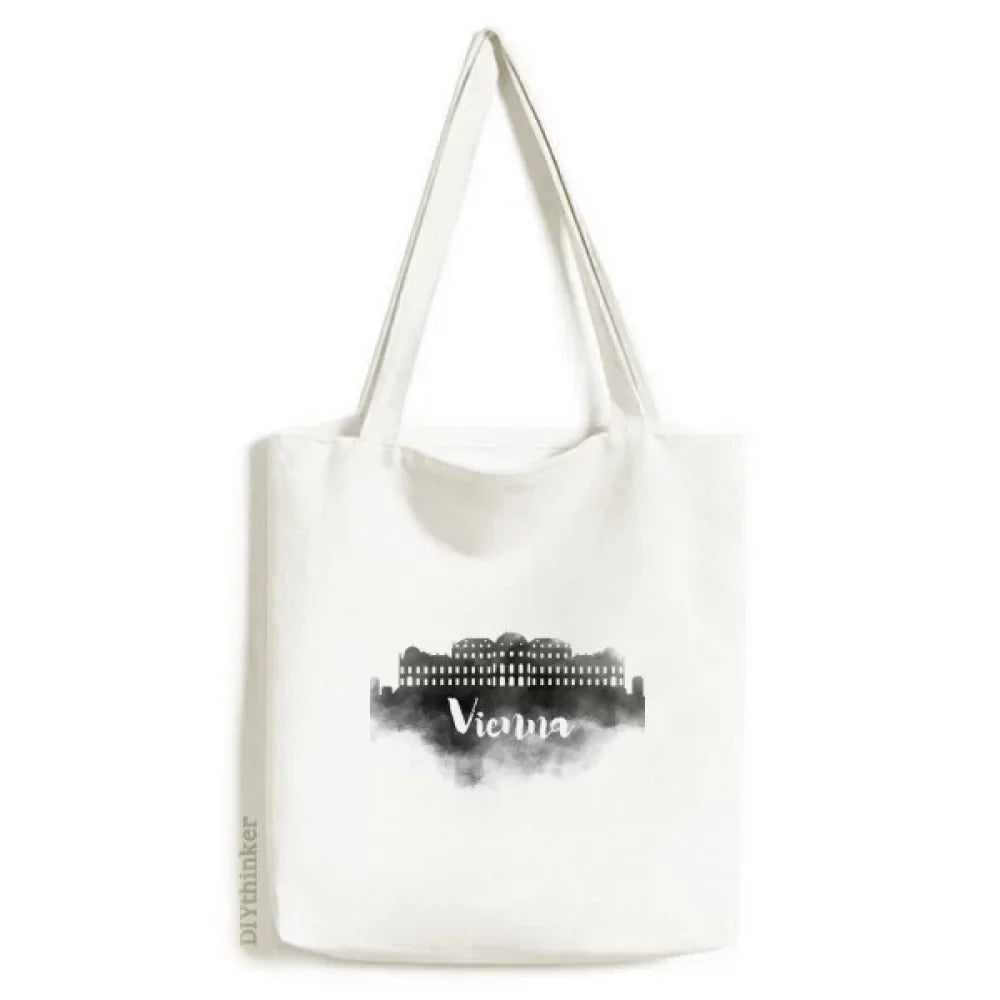Vienna Austria Landmark Ink City Tote Canvas Bag Shopping Satchel Casual Handbag