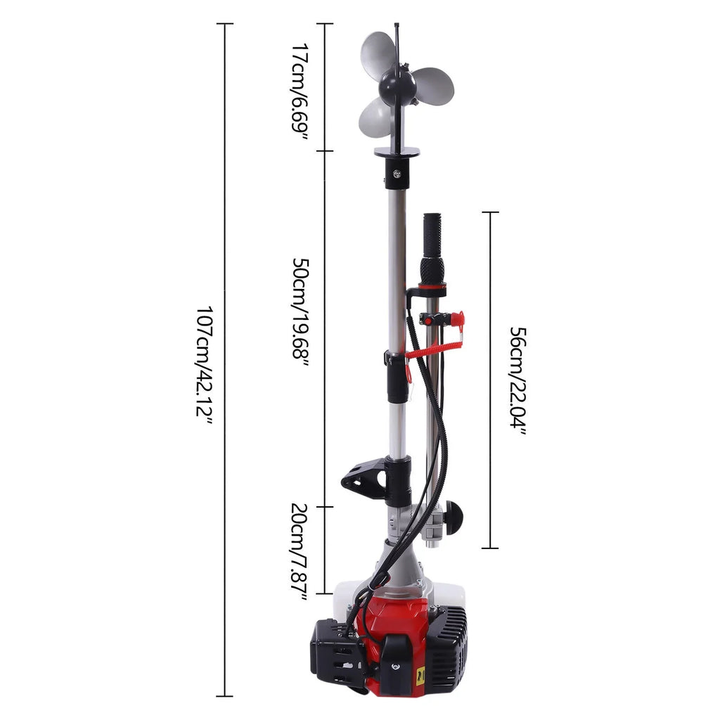 52CC 2.3 HP 2 Stroke Gas-Powered Outboard Trolling Motor Craft Engine Long Shaft