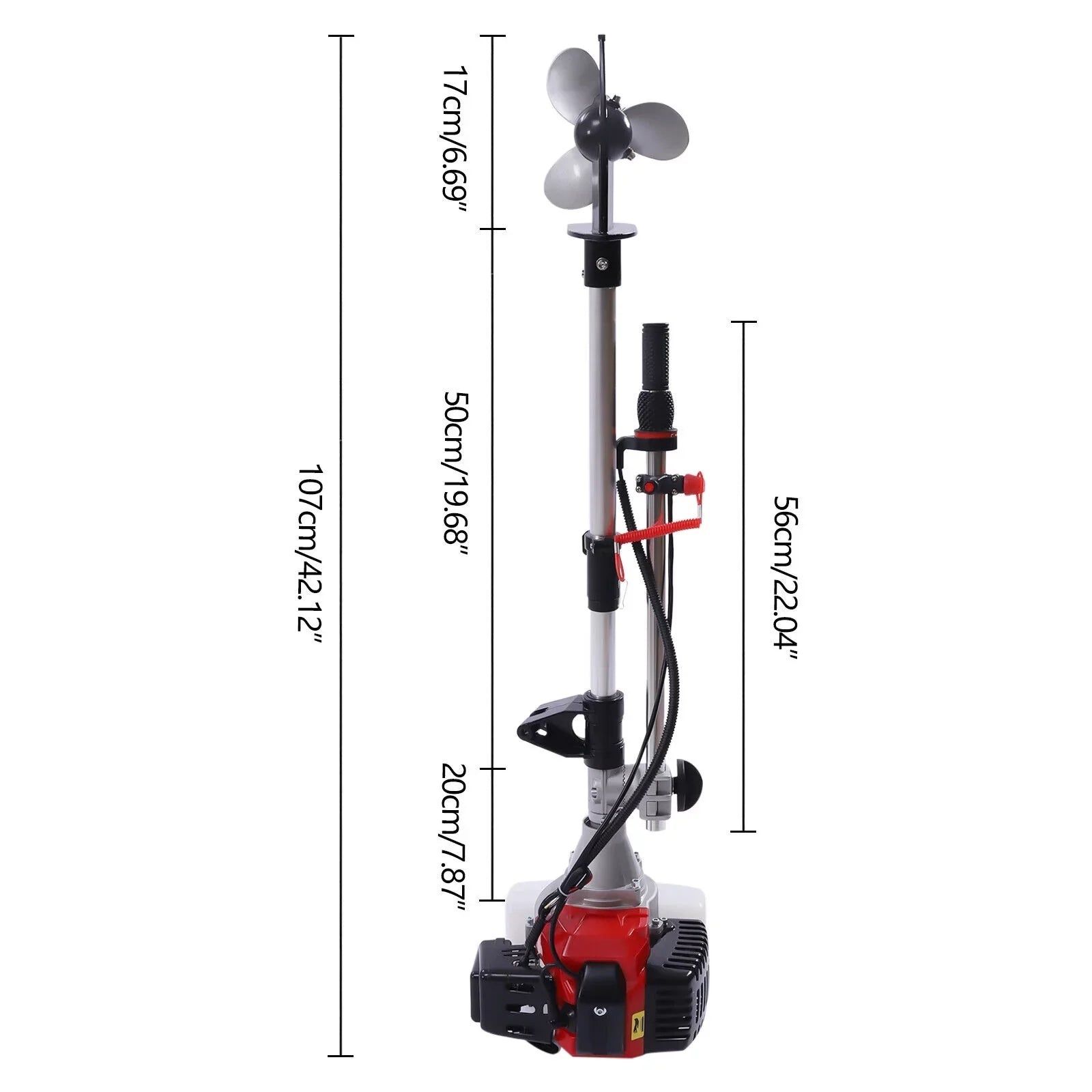 52CC 2.3 HP 2 Stroke Gas-Powered Outboard Trolling Motor Craft Engine Long Shaft