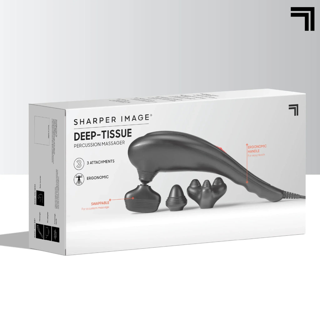 Sharper Image® Deep-Tissue Massager with Swappable Heads, Personal Massage for Neck and Back with Kneading and Soothing Heat, Relaxation and Calming Sensation, Interchangeable Nodes