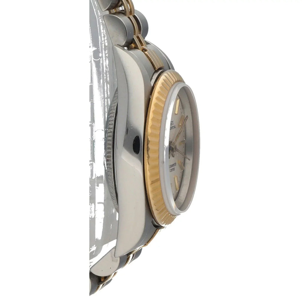 Rolex 76193 Oyster Perpetual 18k Yellow Gold Steel Silver Dial Ladies Watch 2005