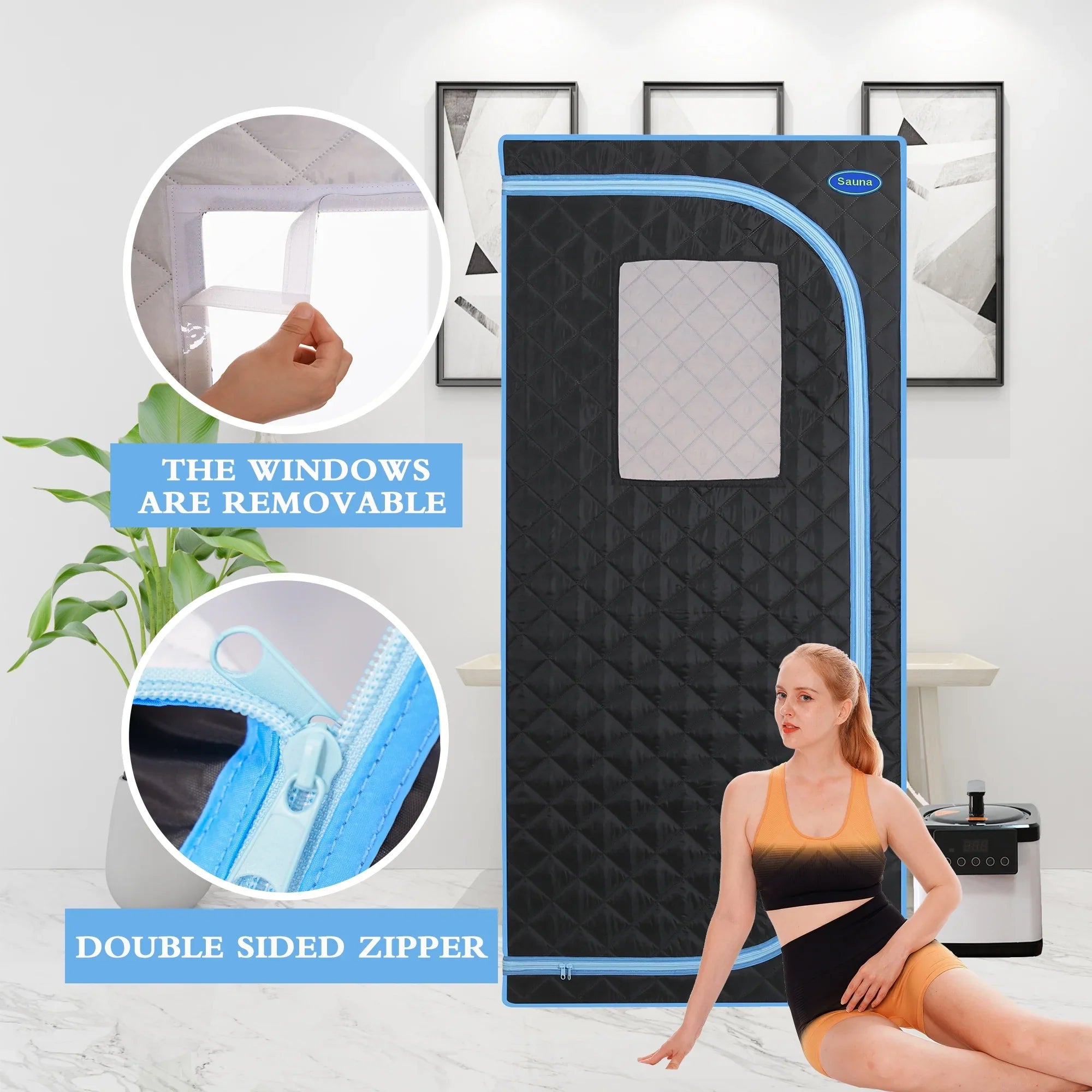 Cheelom Home Sauna，Portable Full Body Steam Sauna Tent Box Spa With Sauna black