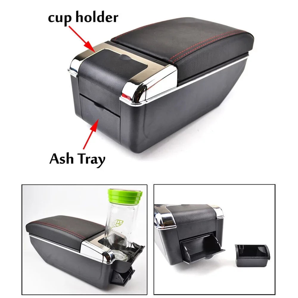 Dual-layer Car Arm Rest Center Console Armrest Box Tray For Honda Fit Jazz 2009-2013