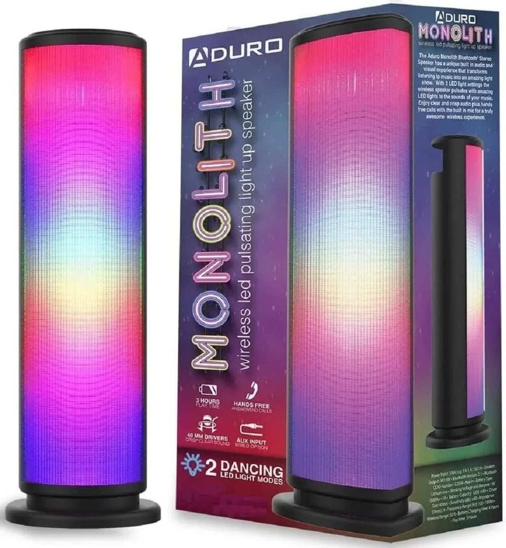 Speaker with Pulsating Lights, Color Changing Portable Outdoor Party Tower Speaker