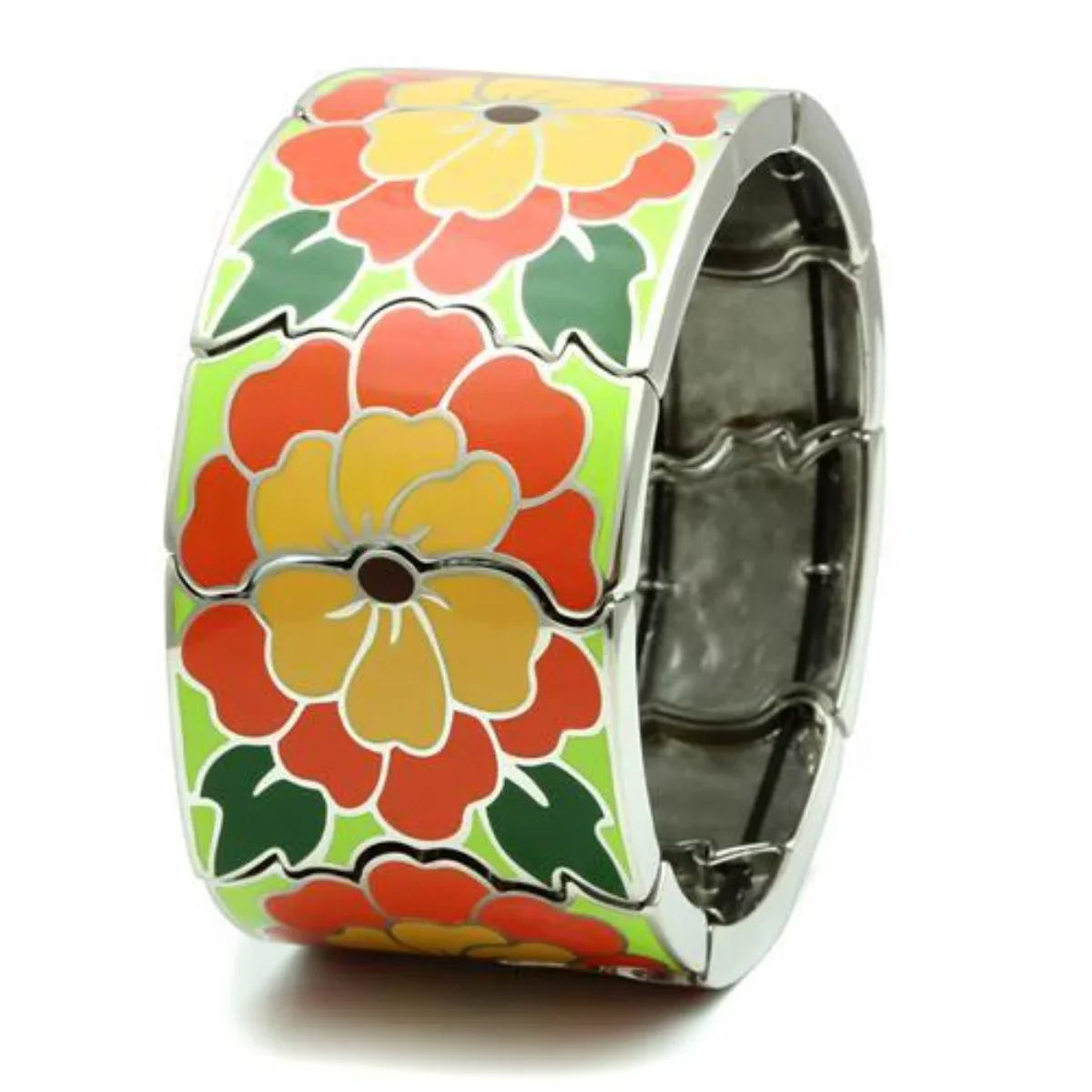 Luxe Jewelry Designs Stainless Steel Flower Designed Women's Stretch Bracelet