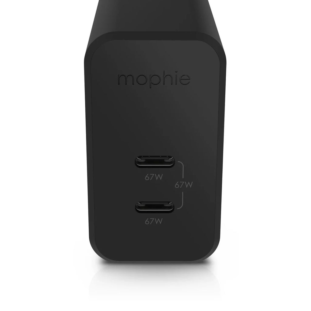 mophie USB C Charger GaN 67W, 3-Port Fast Compact Foldable Wall Charger for MacBook Pro/Air, iPad Pro, Galaxy S22/S21, HP Spectre, Note20/10+, iPhone 14/13/12 Pro, Pixel, and More - Black