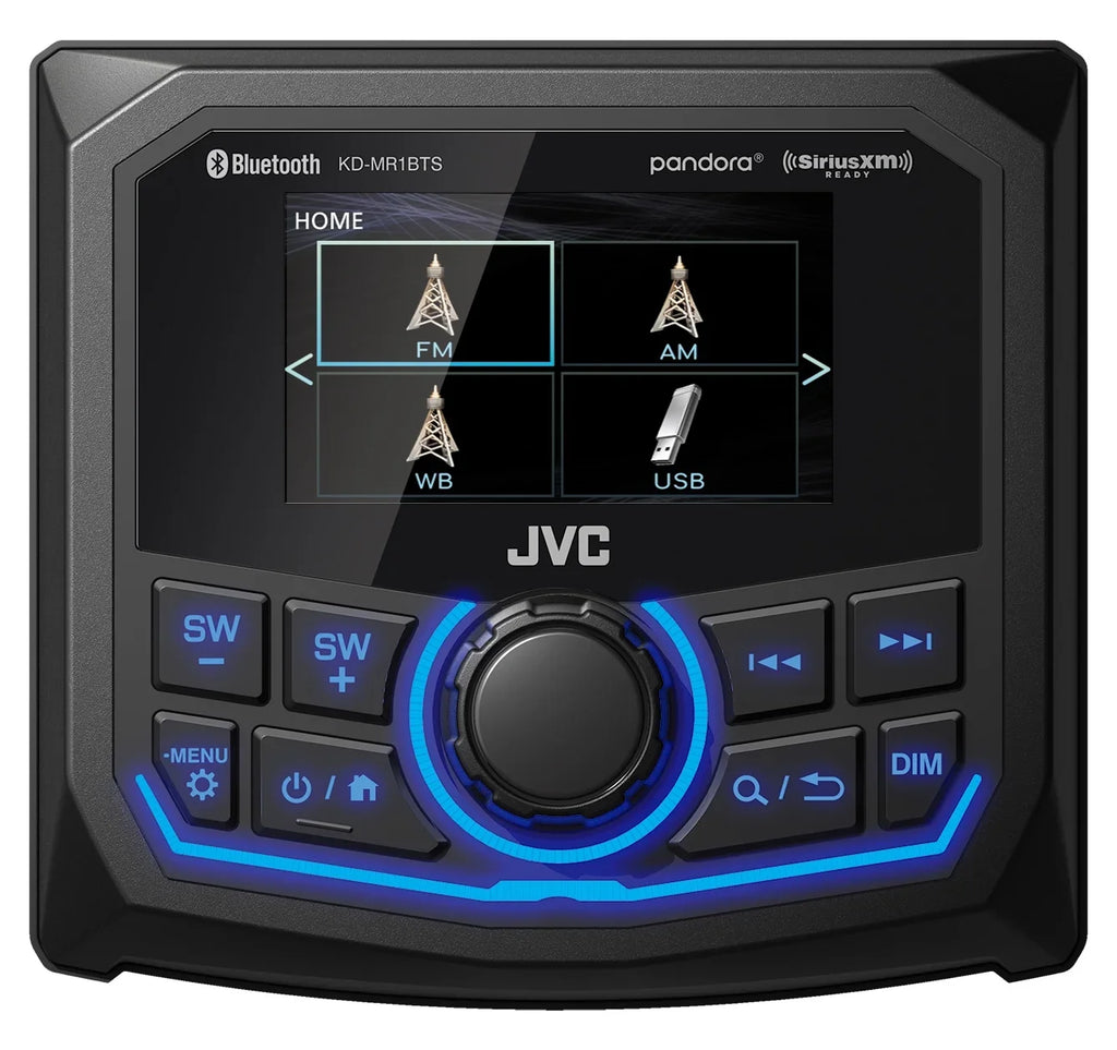 JVC KD-MR1BTS Waterproof Radio Fitting With Stinger Marine SEADASH3B Universal Marine 3" Radio Dash Kit - Black,