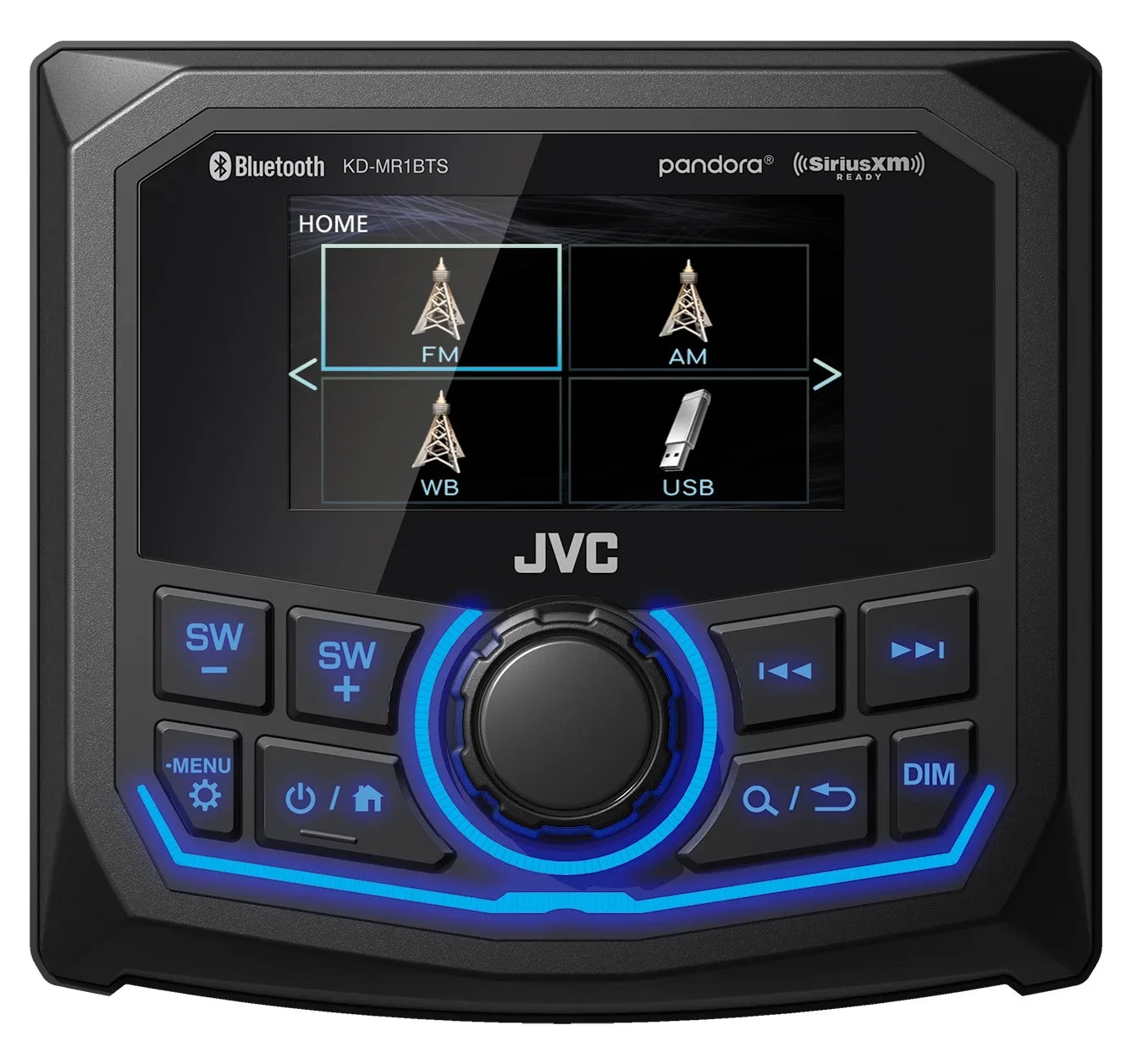 JVC KD-MR1BTS Waterproof Radio Fitting With Stinger Marine SEADASH3B Universal Marine 3" Radio Dash Kit - Black,