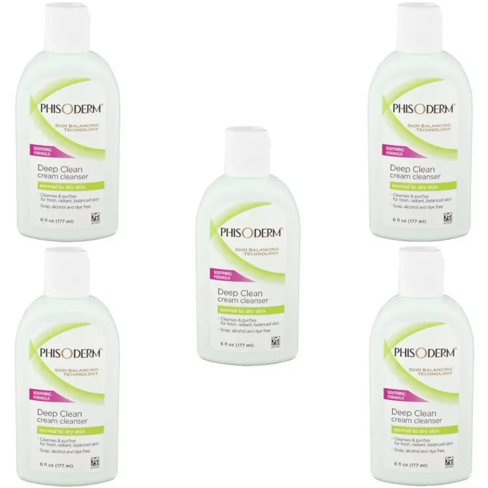 5 Pack Phisoderm Deep Clean Cream Cleanser Soothing Formula 6 Oz Each
