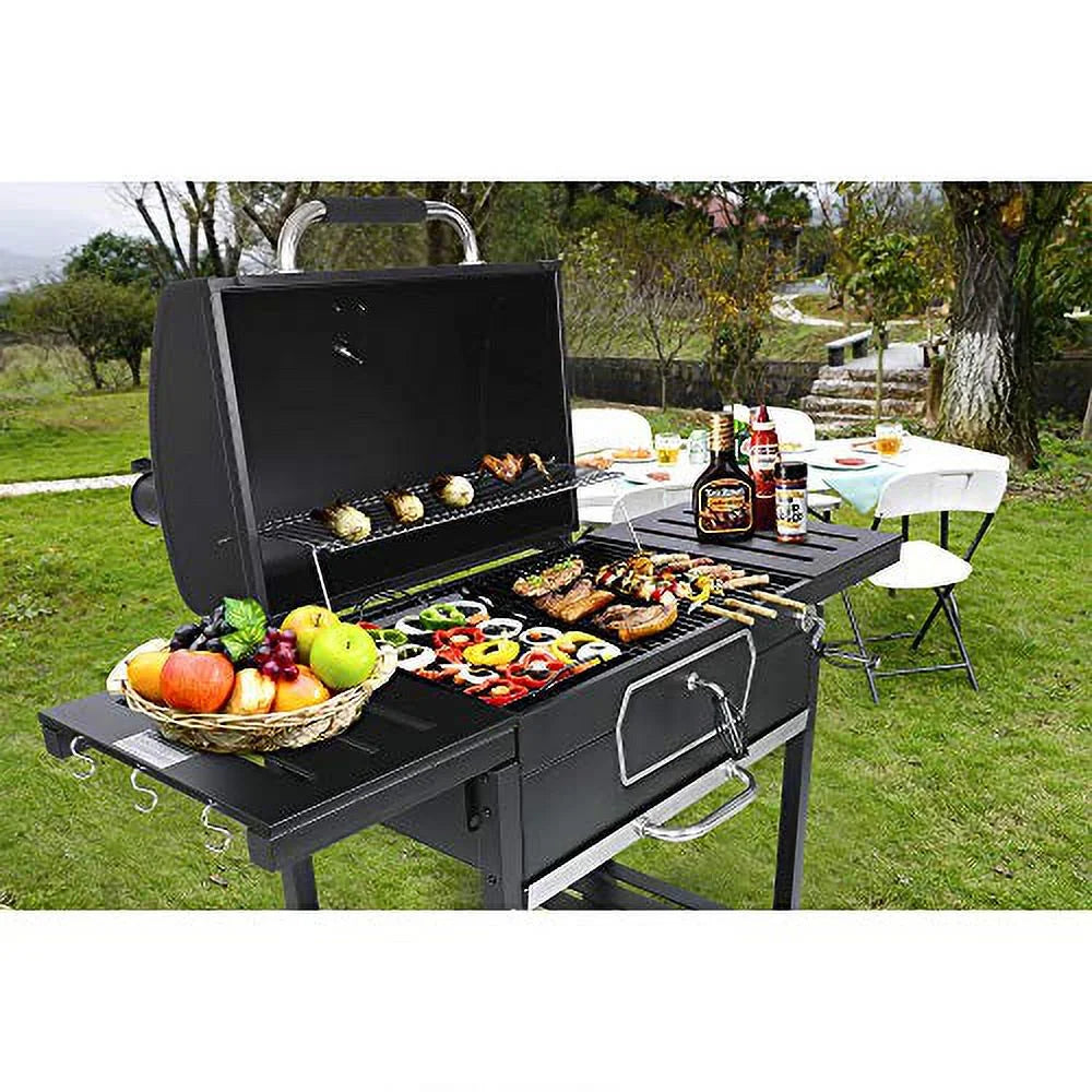 Royal Gourmet CD2030AN 30-Inch Charcoal Grill, Deluxe BBQ Smoker Picnic Camping Patio Backyard Cooking, Black, Large