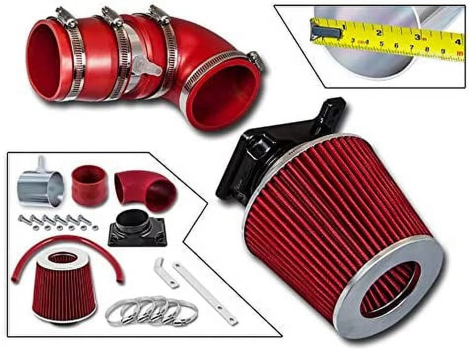 Rtunes Racing Short Ram Air Intake Kit + Filter Combo RED Matching For 02-07 Mitsubishi Lancer 2.0L