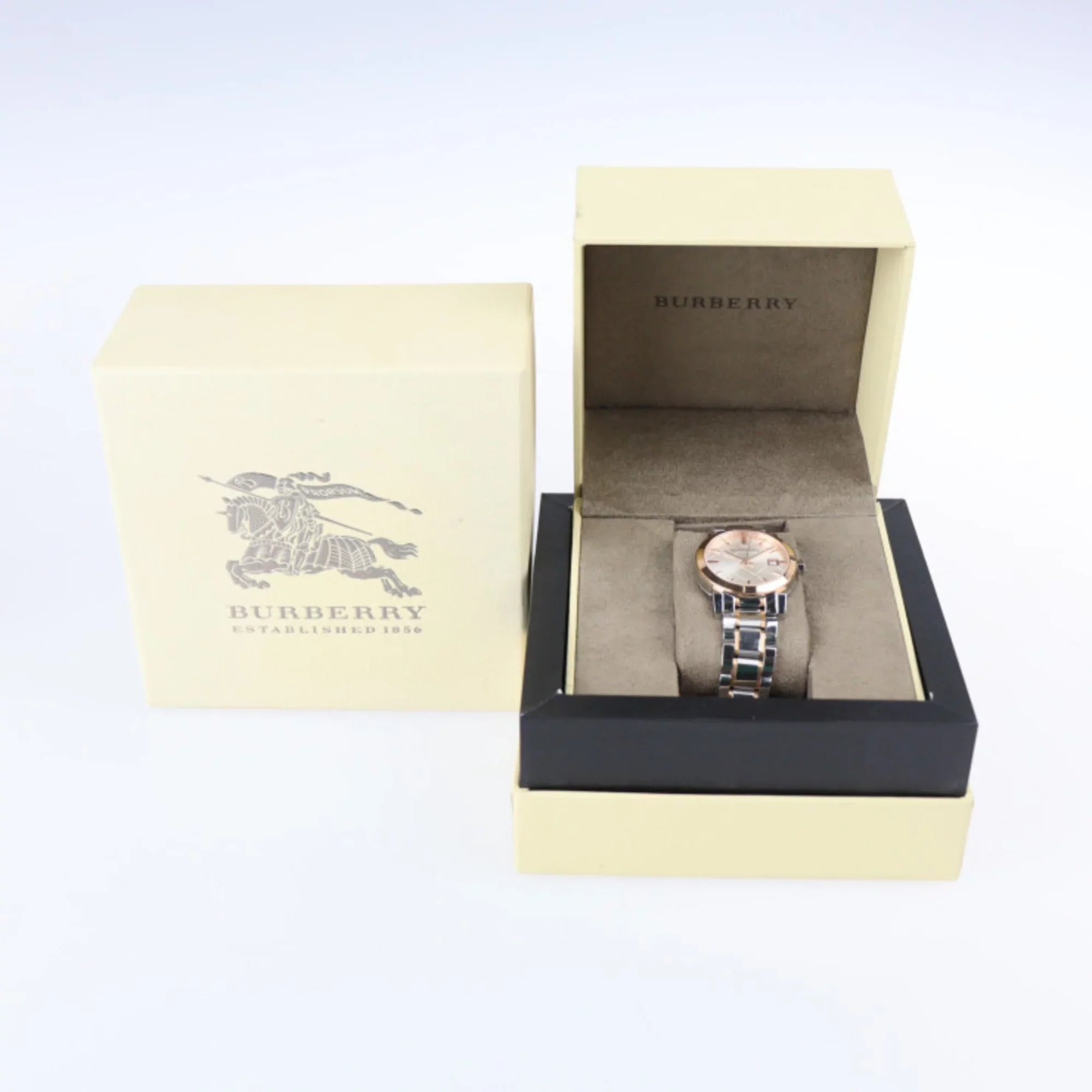 Pre-Owned BURBERRY Burberry THE CITY watch BU9105 stainless steel silver rose gold quartz (Good)