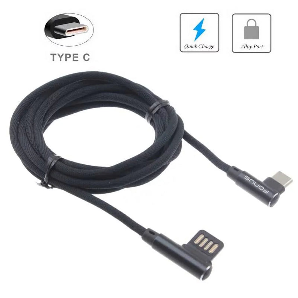 Adaptive Fast Home Charger w 10ft Type-C Angle USB Cable Q1A for Blackberry Key2, KEYone, LE - BLU G9, Vivo XI Plus 5 - CAT S61 S48c - Coolpad Legacy - Essential Phone (PH-1) - Google Pixel XL