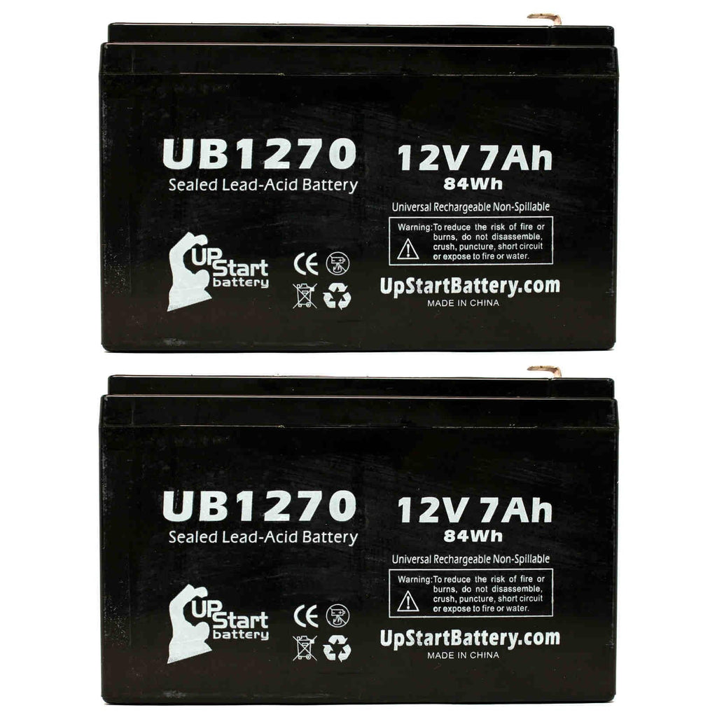 2x Pack - Suitable Upsonic PCM35 Battery - Replacement UB1270 Universal Sealed Lead Acid Battery (12V, 7Ah, 7000mAh, F1 Terminal, AGM, SLA) - Includes 4 F1 to F2 Terminal Adapters