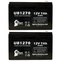 2x Pack - Suitable Upsonic PCM35 Battery - Replacement UB1270 Universal Sealed Lead Acid Battery (12V, 7Ah, 7000mAh, F1 Terminal, AGM, SLA) - Includes 4 F1 to F2 Terminal Adapters