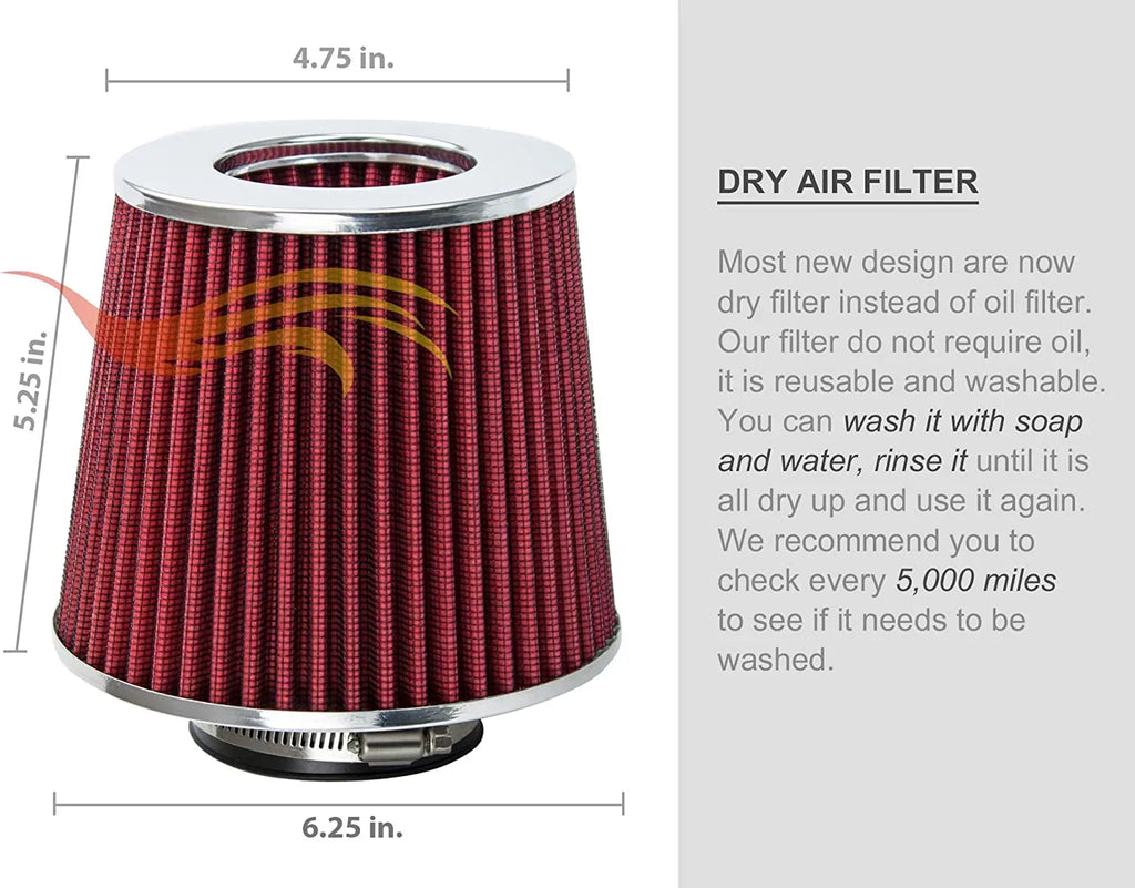 Rtunes Racing Short Ram Air Intake Kit + Filter Combo RED Matching For 02-07 Mitsubishi Lancer 2.0L