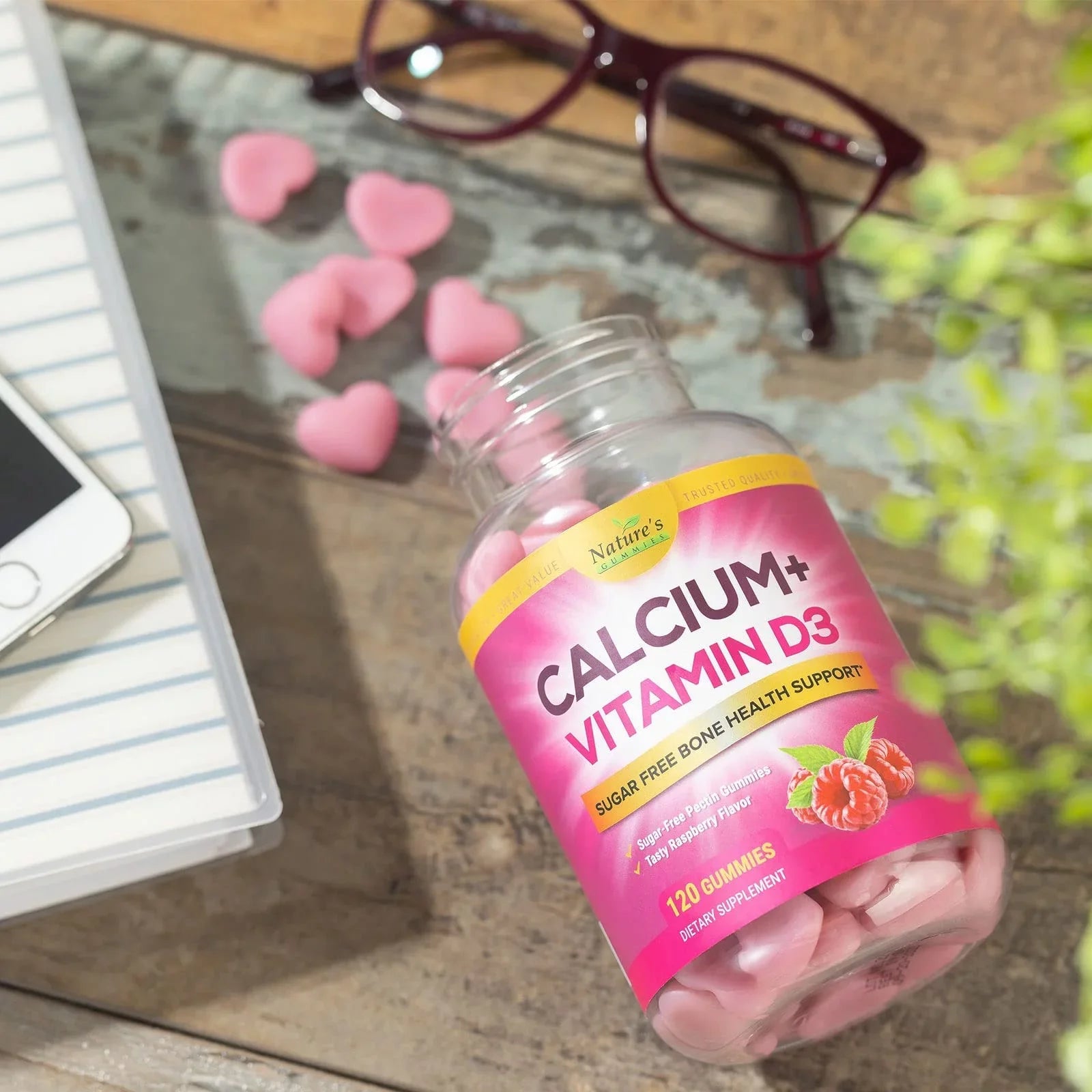 Sugar Free Calcium Gummy Bites Plus 400 IU Vitamin D3, Bone Health & Immune Support, Supports Bone Strength - Chewable Calcium Nutrition Supplement, Non-GMO, Berry Flavor Chews - 120 Gummies