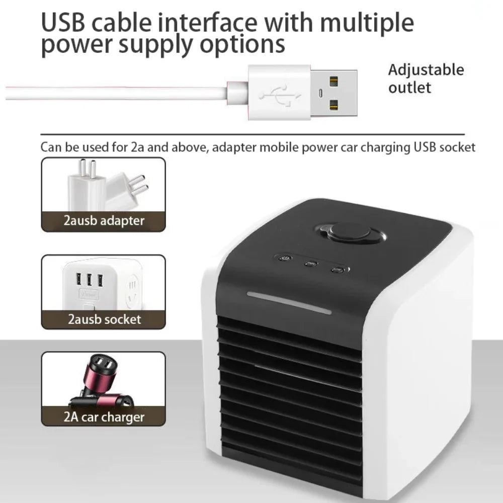 Portable Air Conditioner, Mini Evaporative Air Cooler, Personal Rechargeable USB Fan, Quiet Desk Fan with 2 Speeds for Home Room Office