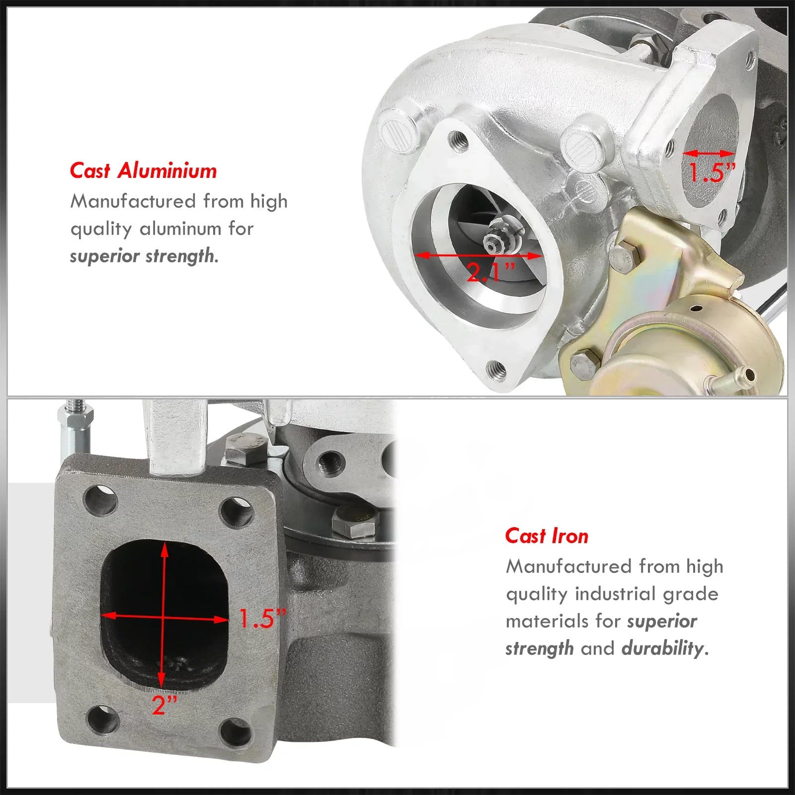 AJP Distributors T25 T28 Hybrid Turbo Charger Oil & Water Cooled Turbocharger + Wastegate 0.86 A/R Turbine 0.60 AR Compressor Ball Bearing 5-Bolt Outlet Flange Suitable For Universal Car