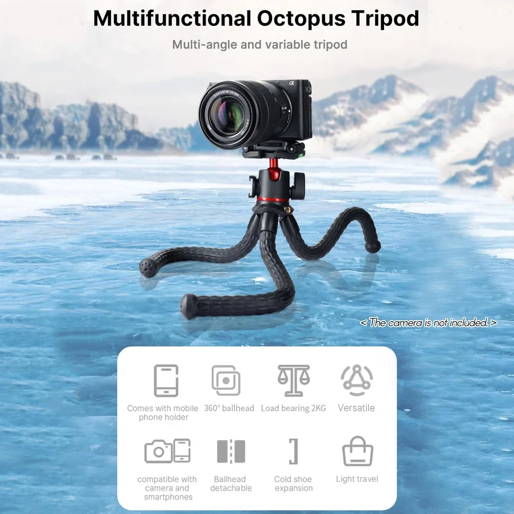 Dadypet MT-33 Octopus Tripod with Cold Shoe Mount, Rotatable Ball Head, for Smartphone Camera Live Streaming Vlog