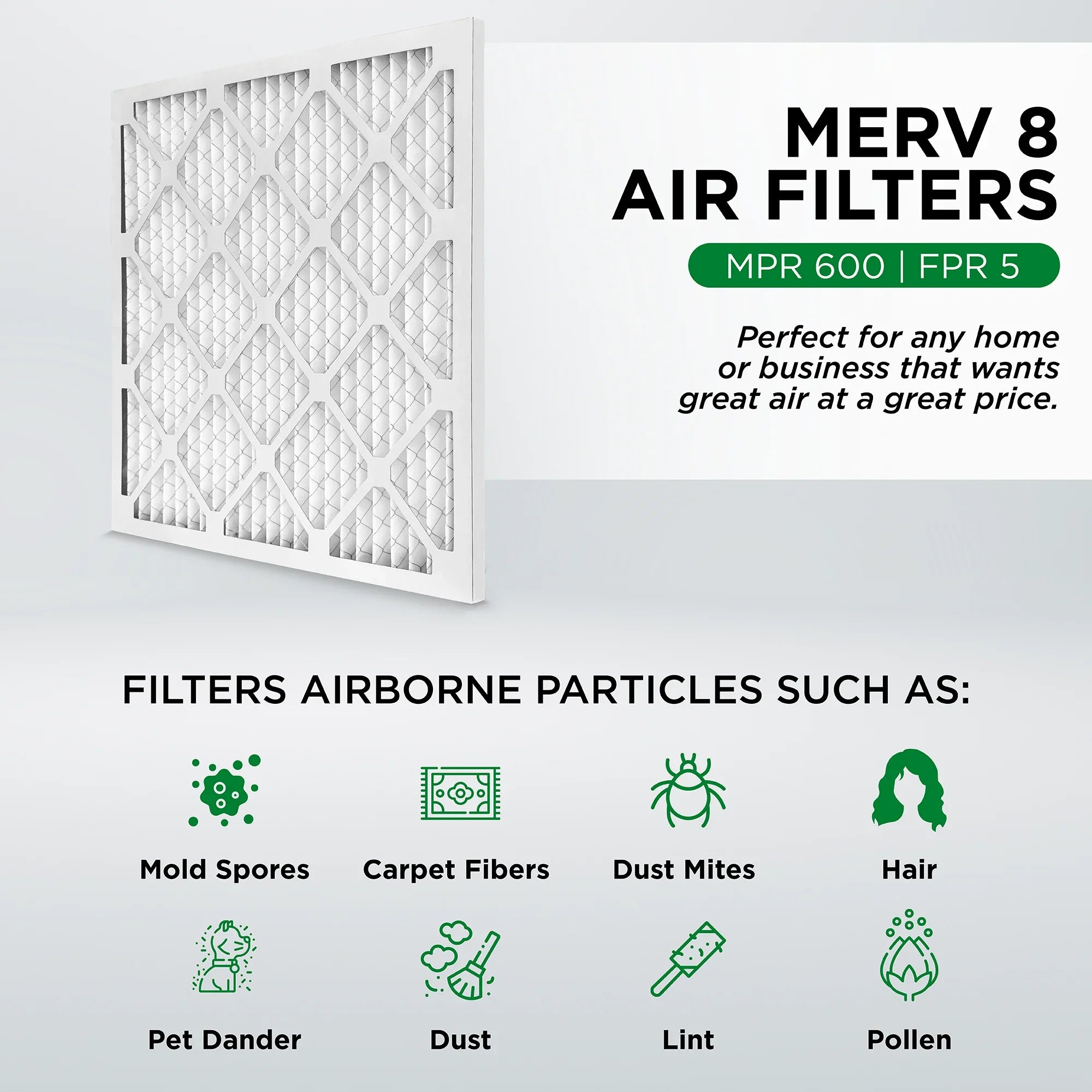 Pamlico Air 16x25x4 MERV 8 Pleated AC Furnace Air Filters. 3 Pack. (Actual Size: 15.5 x 24.5 x 3.75 Inches)