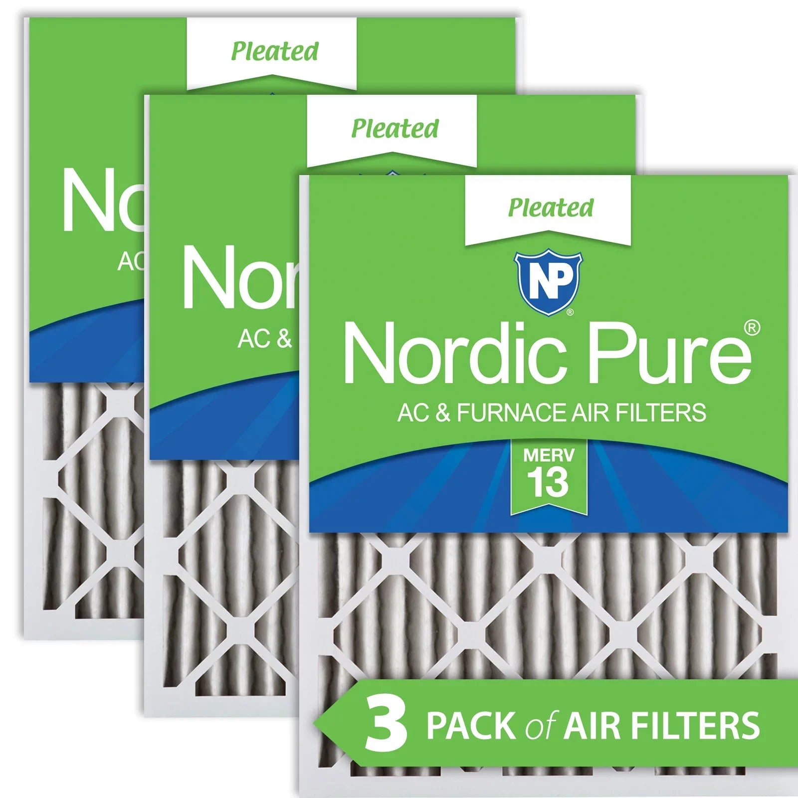 Nordic Pure 20x20x2 Pleated MERV 13 Air Filters 3 Pack