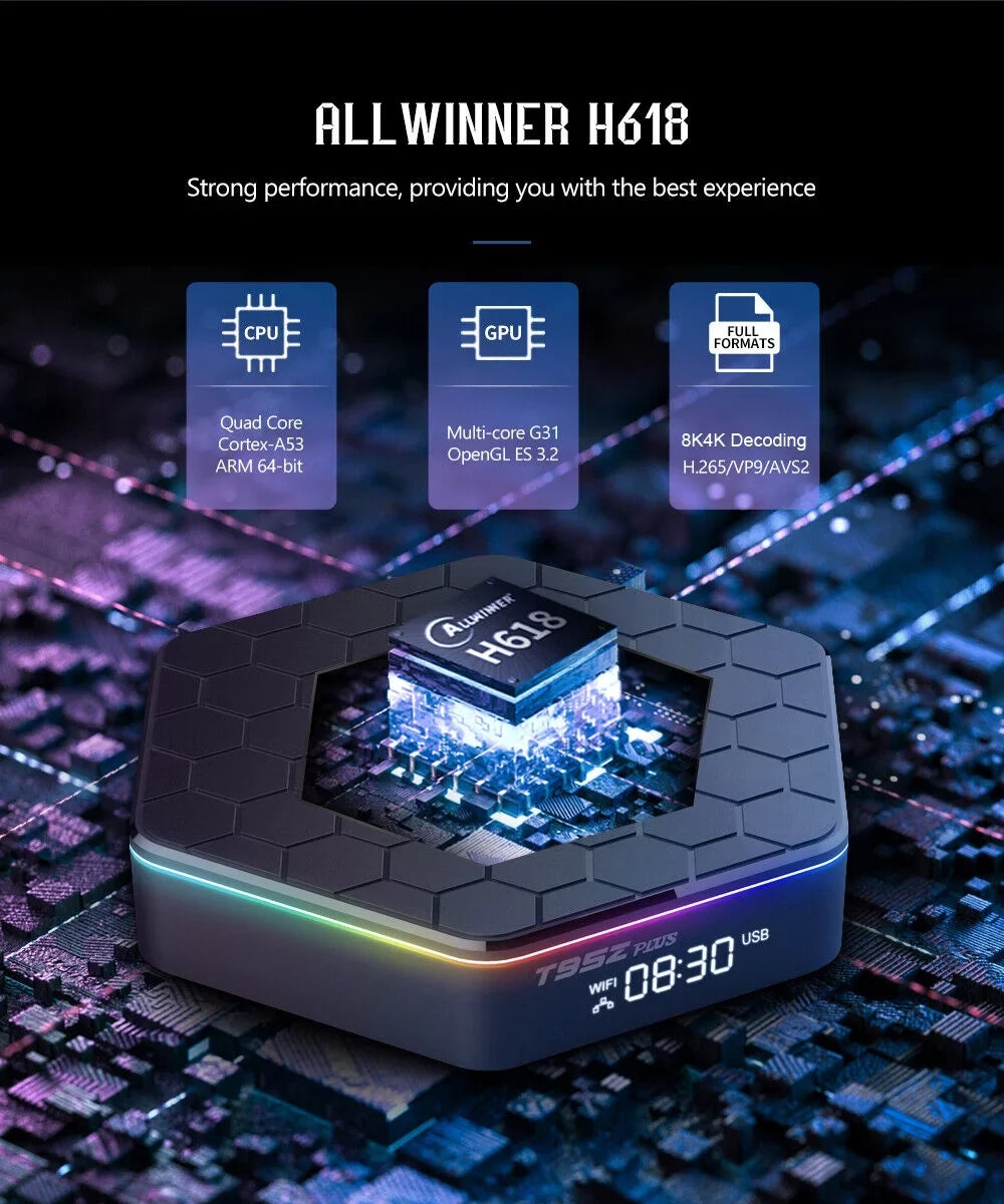 JahyShow 6K HD Stream Player: T95Z Plus Smart Android 12.0 TV Box with 4+128G