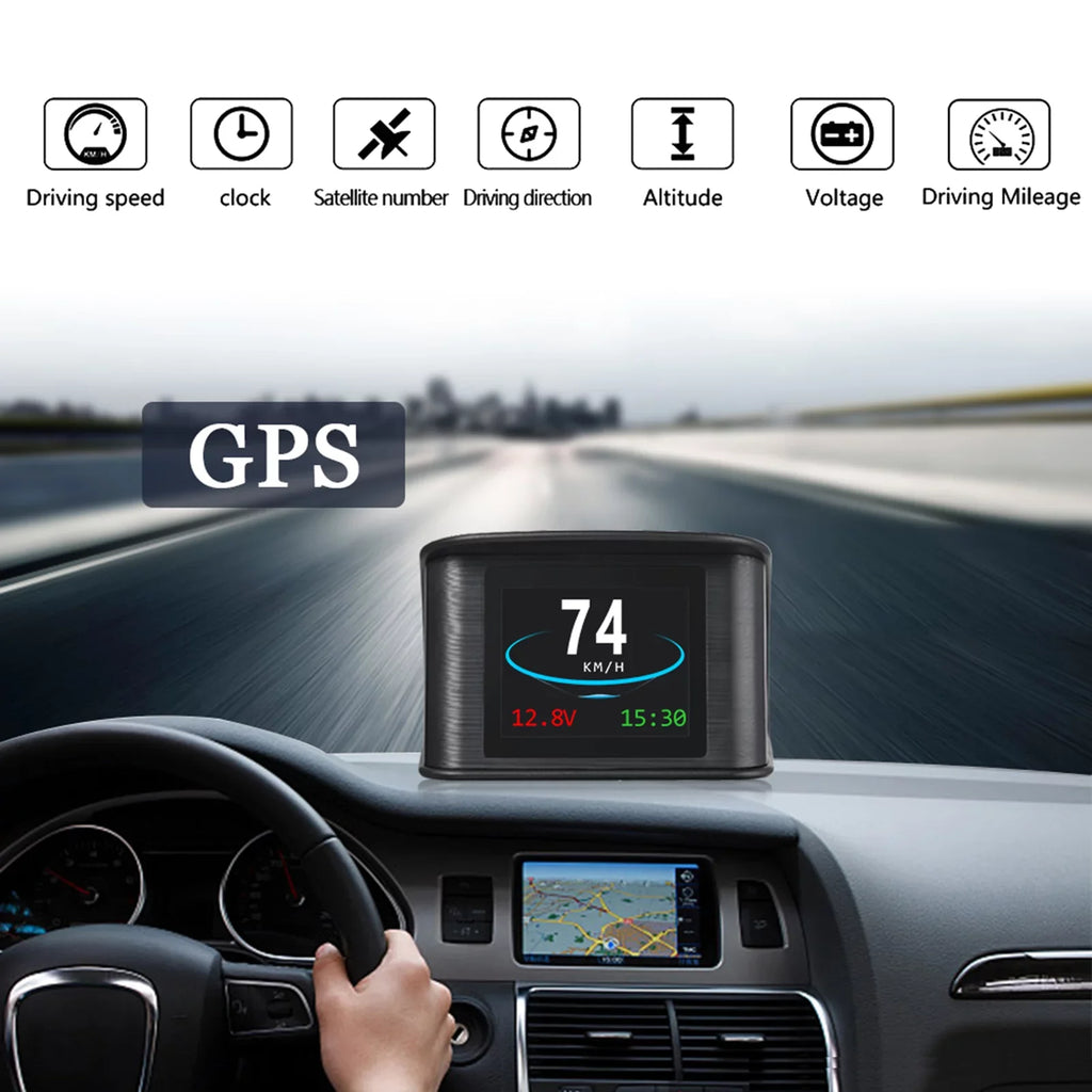 Pinnaco Smart Head Up Display with Speed, Altitude, Voltage, Clock - Universal GPS HUD for Cars