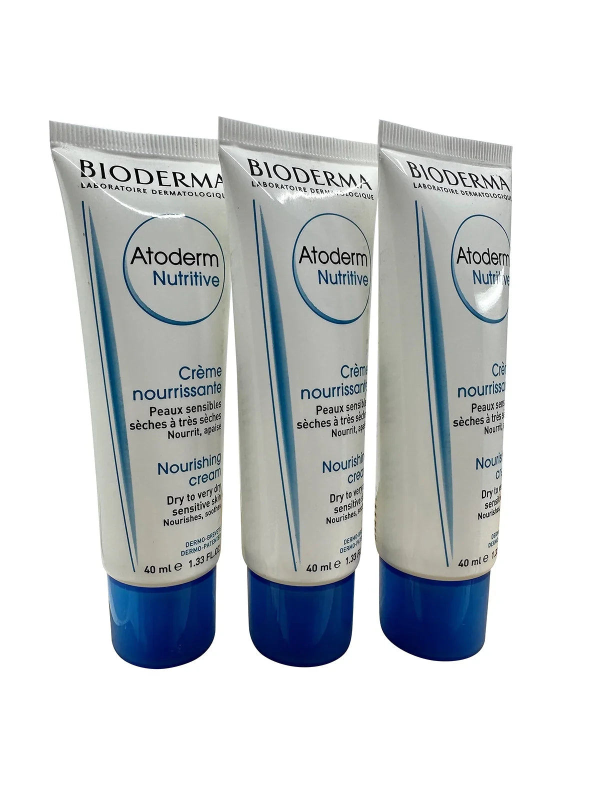Bioderma Atoderm Nutritive Nourishing Cream Dry & Very Dry Sensitive Skin 1.33 oz Set of 3