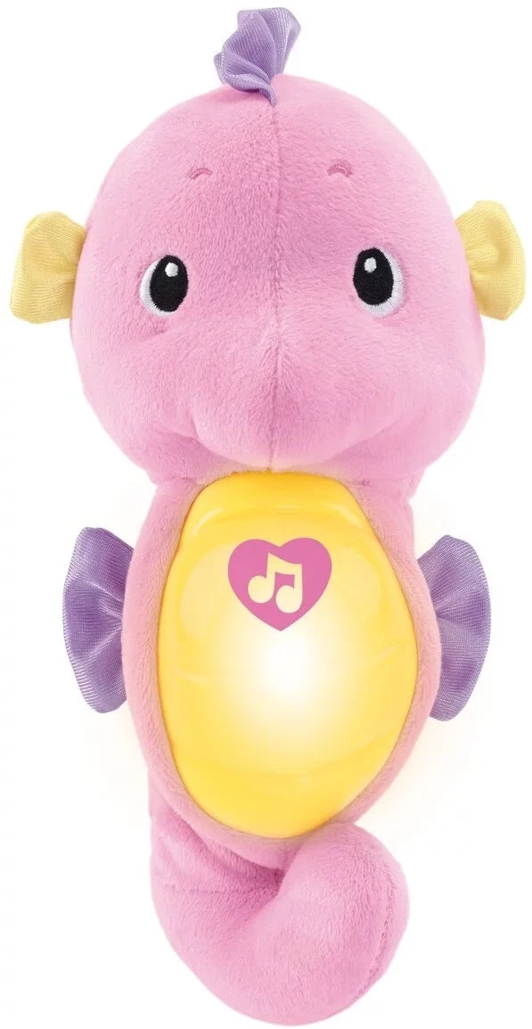 Fisher-Price Soothe & Glow Seahorse, Pink Plush Toy with Music, Ocean Sounds and Lights for Baby