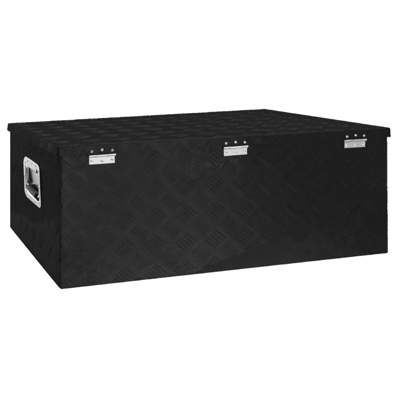 Anself Aluminum Tool Box Truck Toolbox Lockable Underbody Organizer Storage Case Trailer Box Black for Vehicle, Garage, Camping Trip 39.4 x 21.7 x 14.6 Inches (L x W x H)