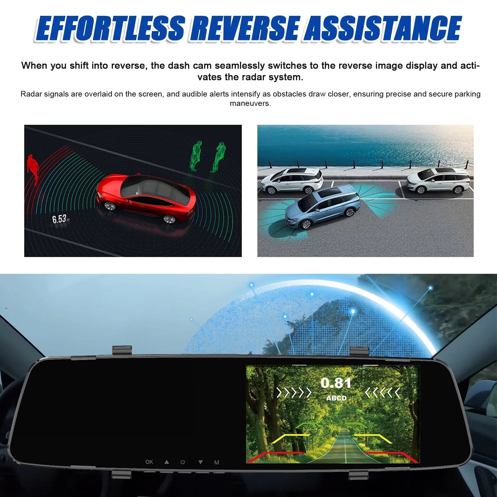 Dazzduo Dash Camera,Camera 4.3 Inch 1080P DVR Dash 4 Reverse Radars Rear Dual Camera Radars Rear Dual Reverse Radars Rear 4.3 Inch Screen Inch Screen Support Dash Camera Reco Dash Cam Rear