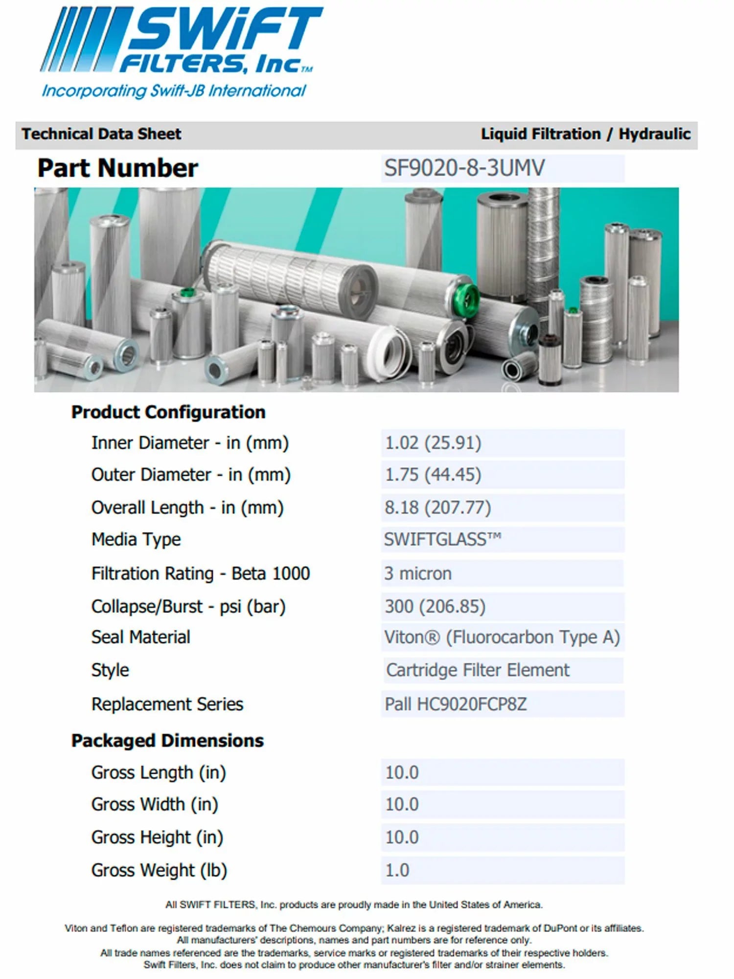 Direct Interchange for TAISEI KOGYO P-F-TM-3-3C Cartridge Filter Element Microglass Construction 3 Micron