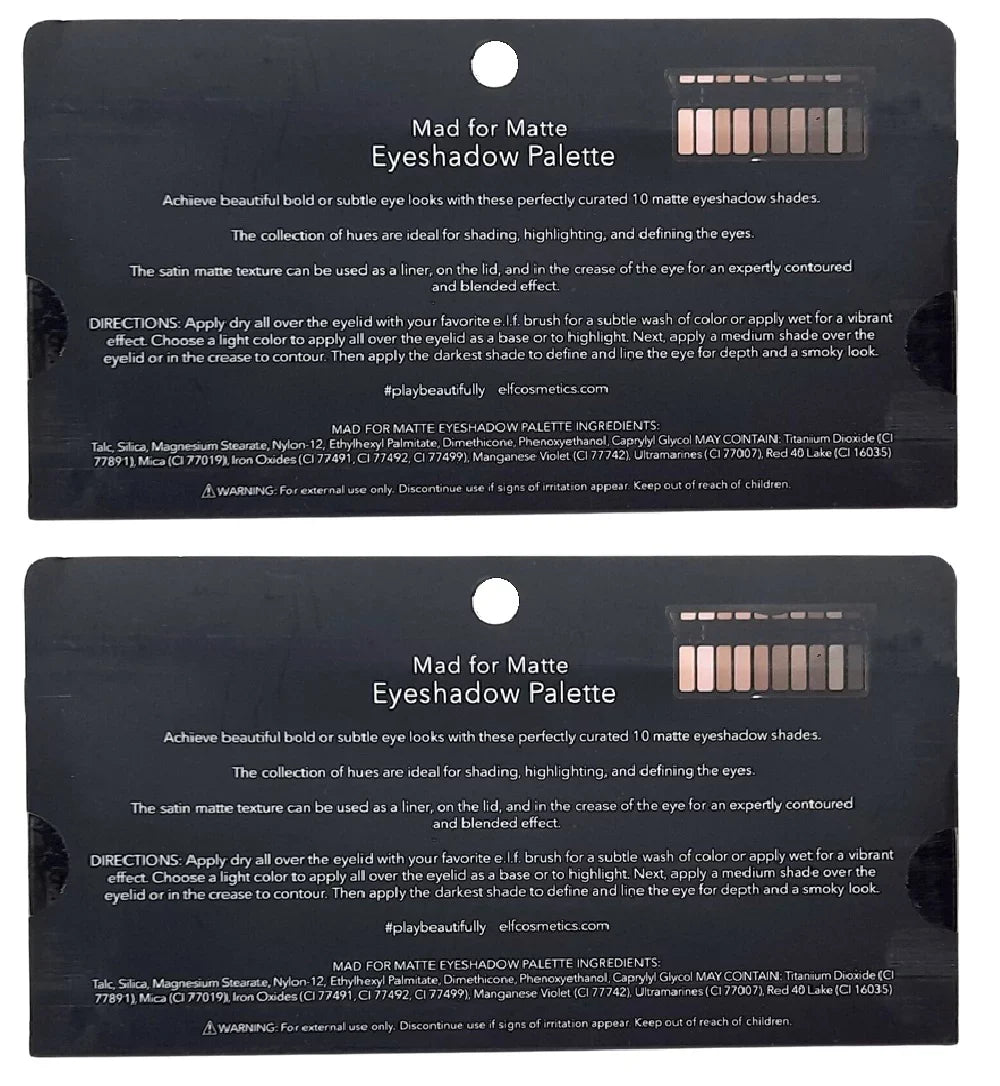 Pack of 2 E.l.f. Eyeshadow Palette, Mad for Matte 83325