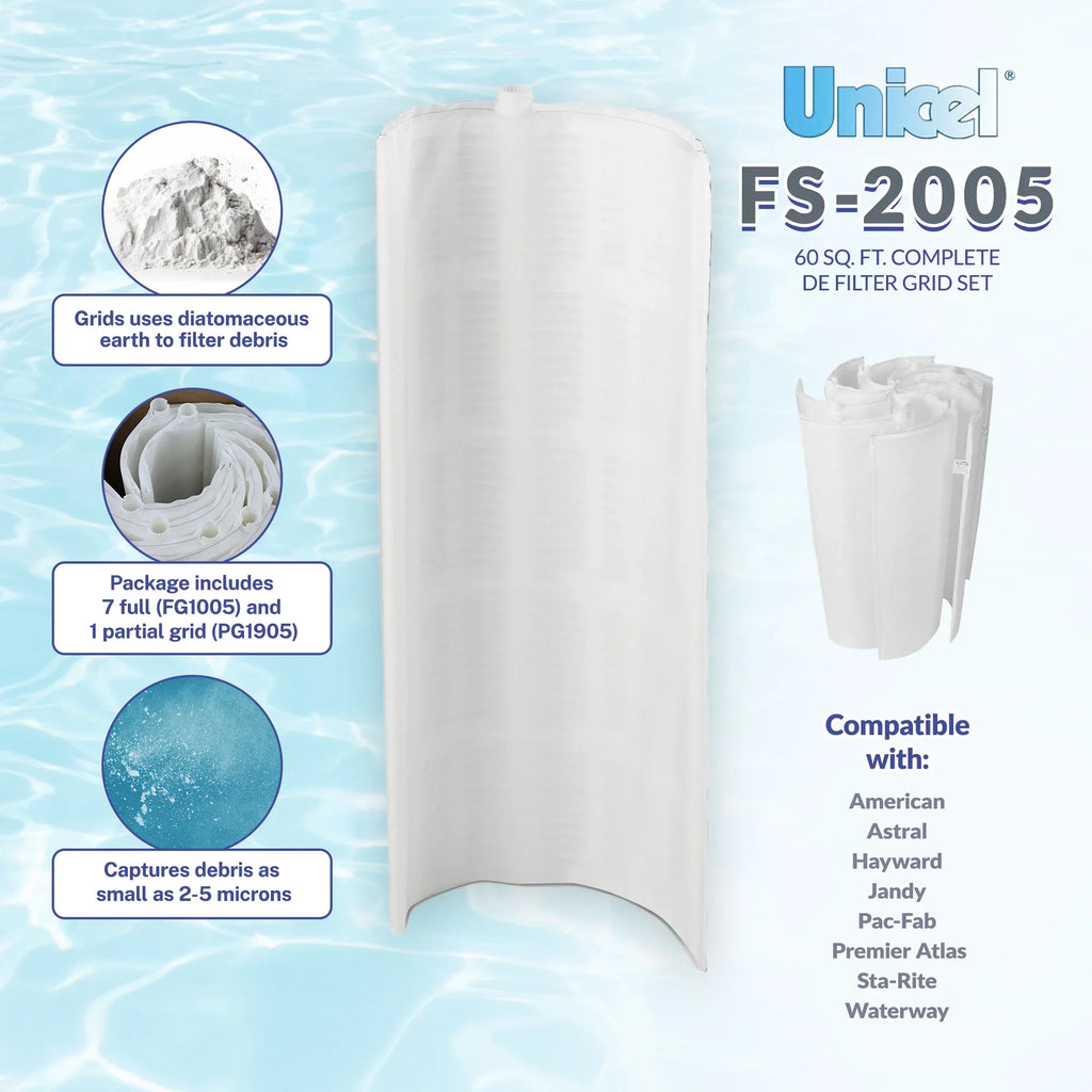 Unicel DE FS-2005 60 Sq. Ft. complete DE Filter Grid Set (7 Full 1 Partial)