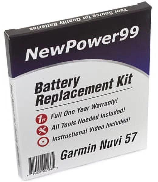 Garmin Nuvi 57 Battery Replacement Kit with Tools, Video Instructions, Extended Life Battery and Full One Year Warranty