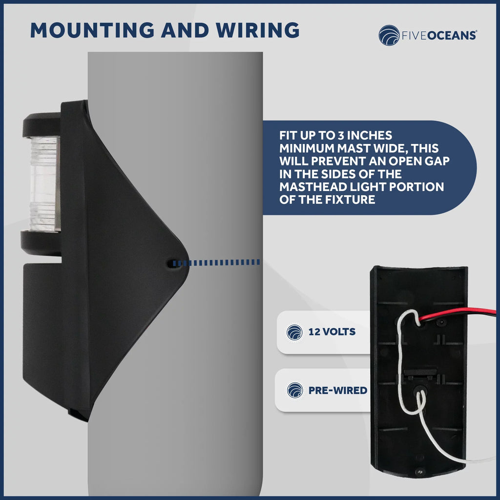 Five Oceans Combination Masthead and Deck Light, LED Masthead Deck Spreader Light, 12V, Vertical Mount for Vessel - FO3837