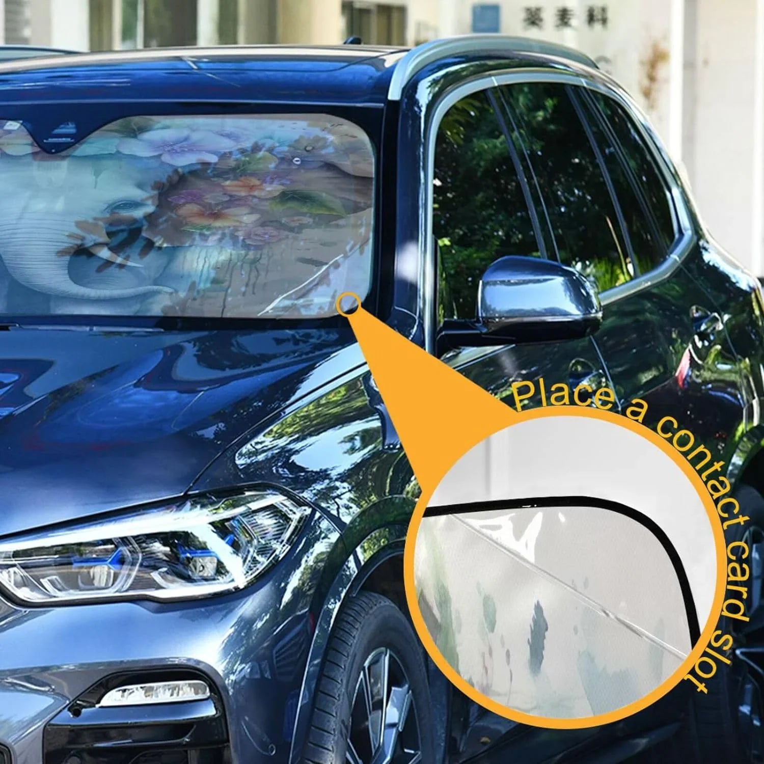 GZHJMY Elephant Car Windshield Sun Shade Foldable Sun Shield Shade for Blocks UV Rays Protector-Keeps Your Vehicle Cool for Most Sedans SUV Truck,55"x27.6"