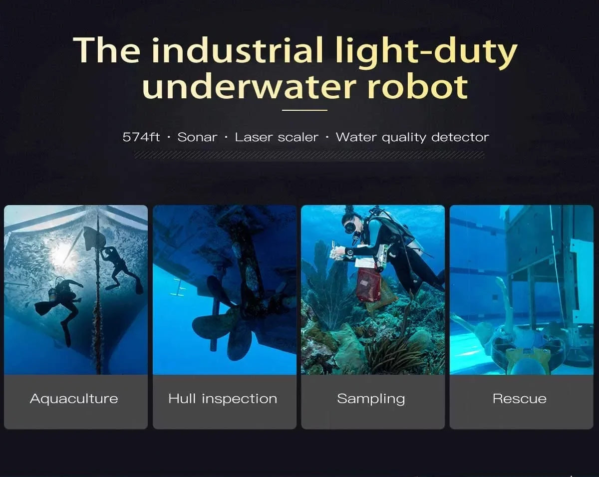 200M Titan T1 Pro Professional Underwater Drone ROV Robot with 4K Camera Remote Control Real-time Steaming