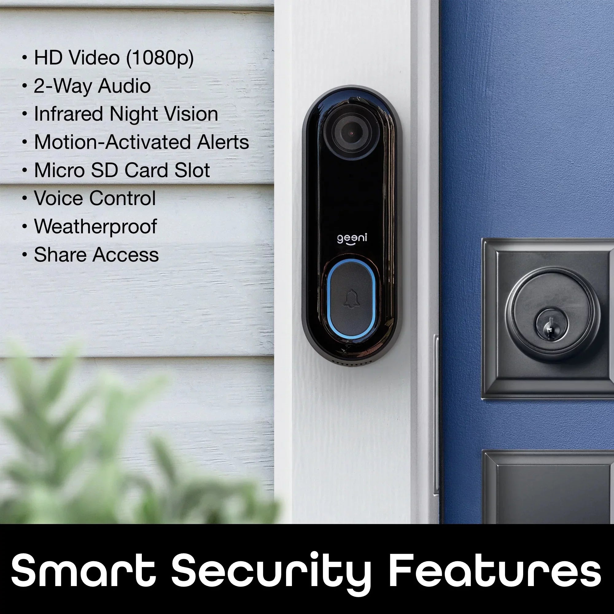 Geeni Video Doorbell Wired Wifi with 1080P Wide Angle, Motion Activated Alerts, 2-Way Audio, Night Vision, and Easy Installation Video Doorbells Camera for Home Security