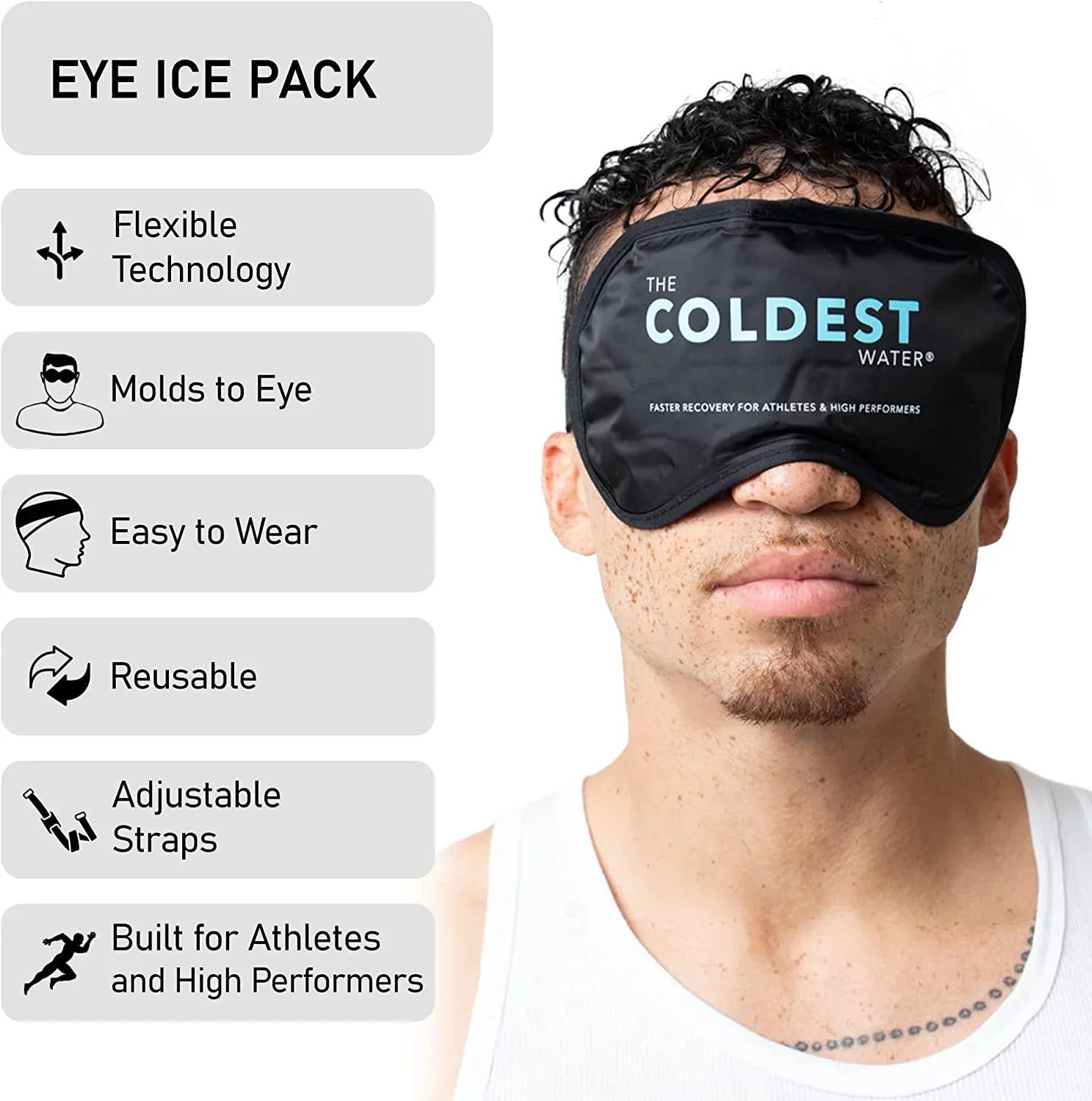 Coldest Cooling Eye Mask Gel Eye Mask Reusable Cold Eye Mask for Puffy Eyes, Eye Ice Pack Eye Mask with Soft Plush Backing for Dark Circles, Migraine, Stress Relief