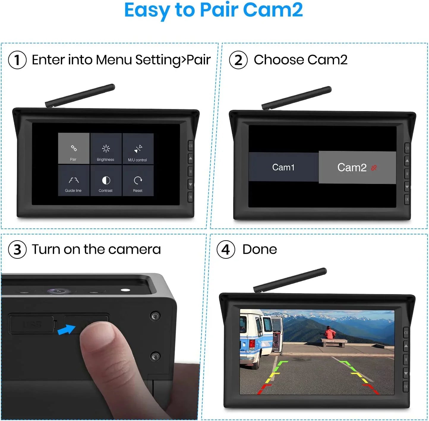 AUTO-VOX 1080P RV Backup Camera Wireless for Solar4 Only,No Wires Installation Rear View Camara, IR Night Vision Back up Camera System for Car,Truck