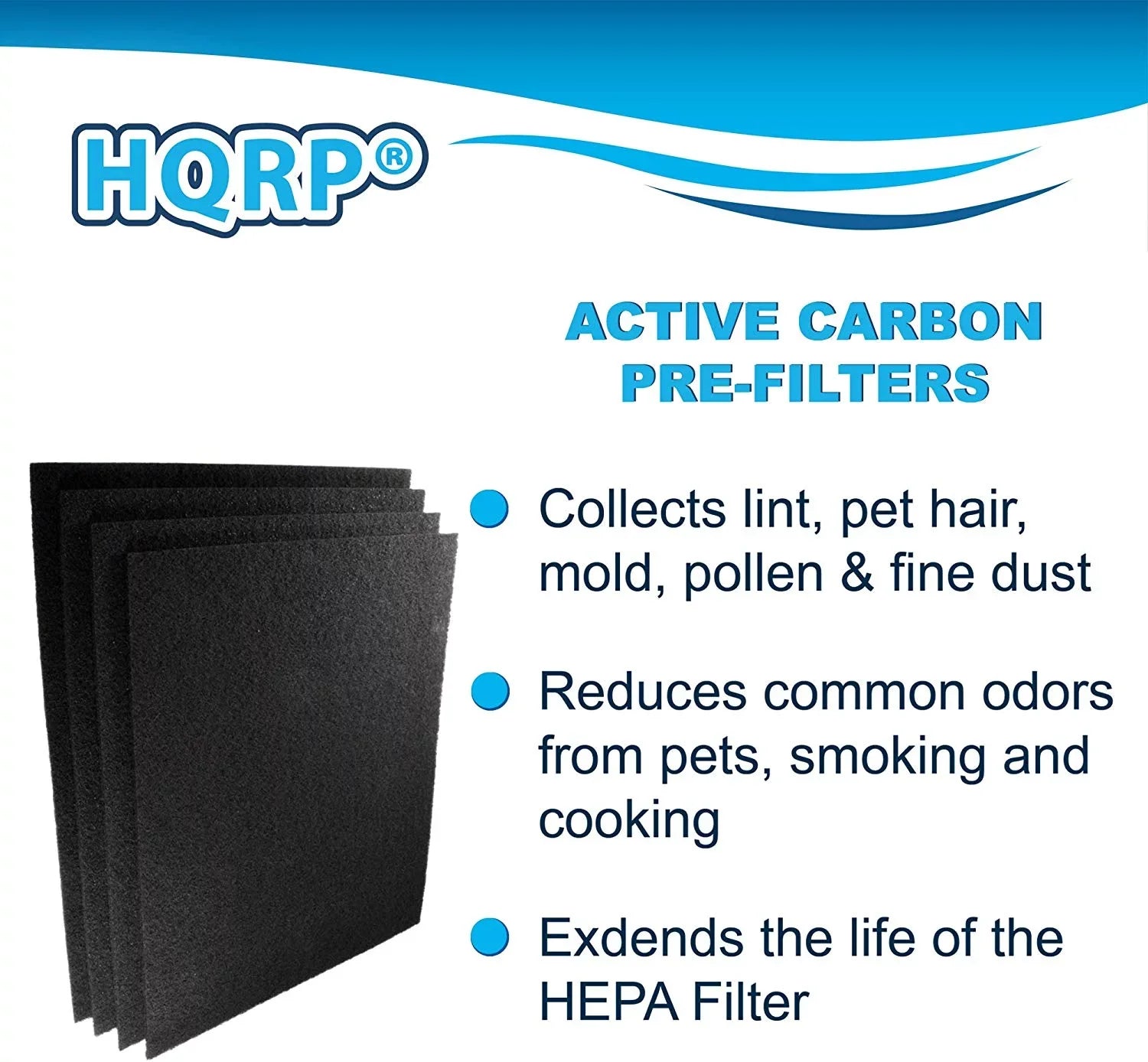 HQRP 8-Pack Pre-Cut Activated Carbon Filter Fitting with Honeywell HRF-A300 fits HPA300, HA300, HA300BHDB, HPA304, HPA8350, HPA-300, HA-300, HA-300-BHDB, HPA-304, HPA-8350 Series