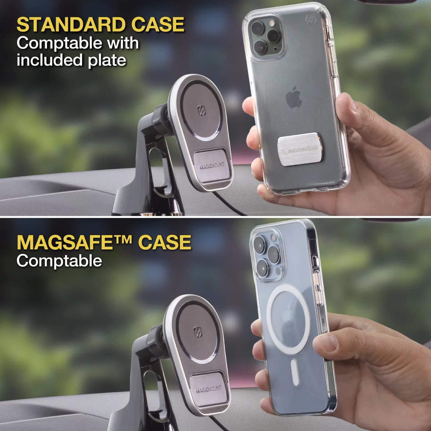 Scosche MPQ5DV-SP1 Dash/Vent Magnetic Wireless Charging Mount Suitable W/ MagSafe iPhone, Galaxy