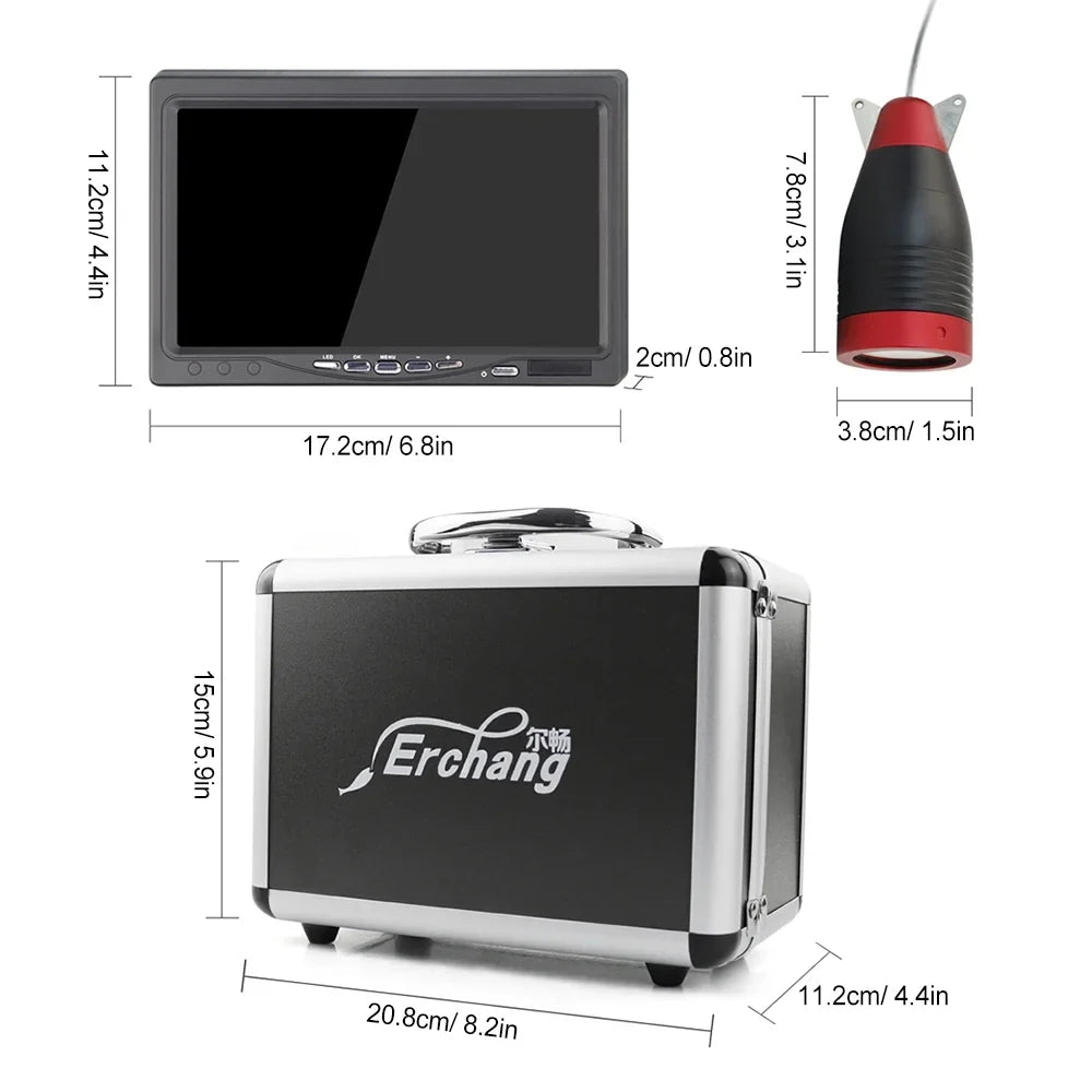 Erchang 7 Inch DVR Underwater Fishing Camera Portable Video Fish Finder for Lake Sea Fishing, Compact and Lightweight, Convenient for Traveling Anglers