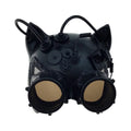 Kbw Black Steampunk Kitty Cat Women's Costume Half Mask with Goggles Masquerade