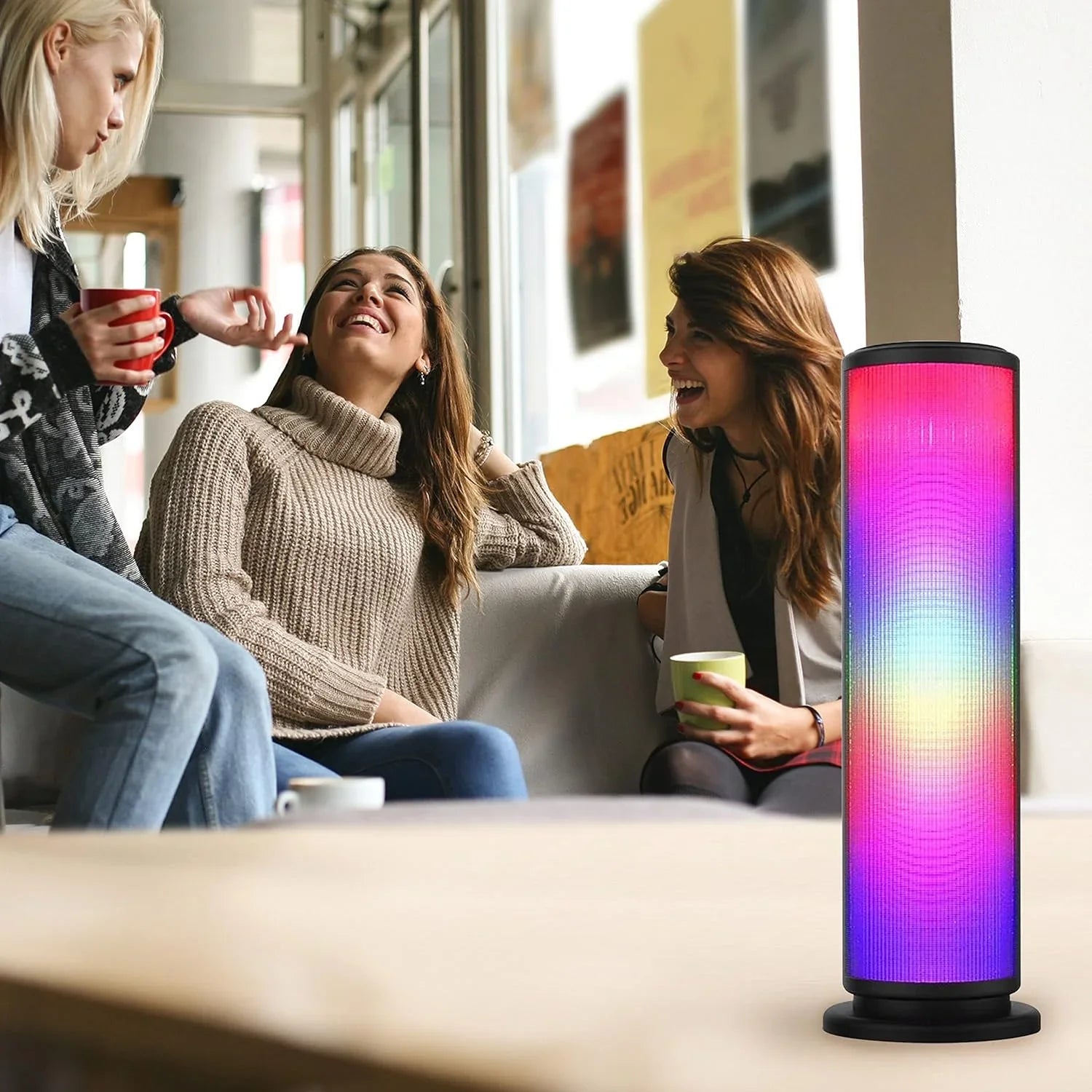 Speaker with Pulsating Lights, Color Changing Portable Outdoor Party Tower Speaker