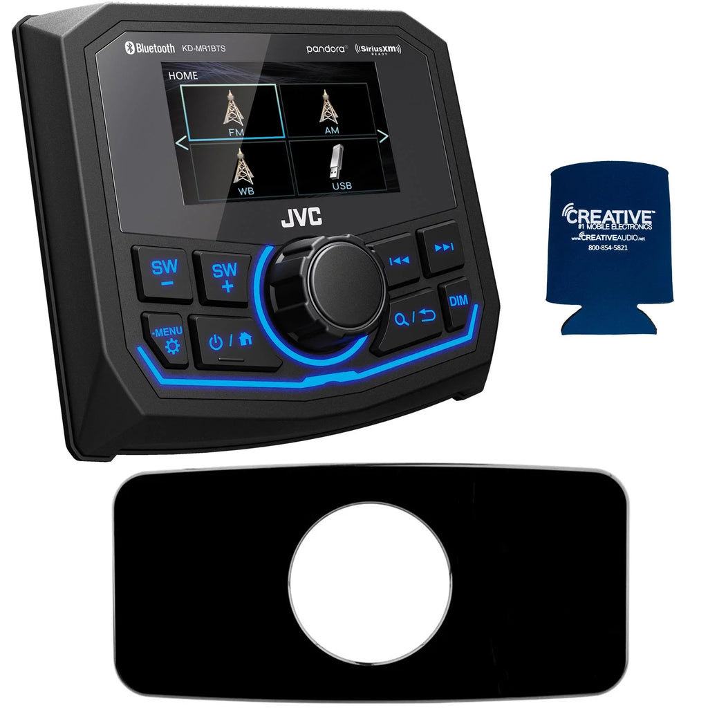 JVC KD-MR1BTS Waterproof Radio Fitting With Stinger Marine SEADASH3B Universal Marine 3" Radio Dash Kit - Black,