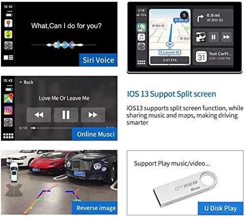 Road Top Wireless Carplay Retrofit Kit Decoder for BMW 1 3 5 6 7 Series X1 X3 X5 X6 CIC System 2008-2012, Support Wireless Android Auto, Mirrorlink, YouTube