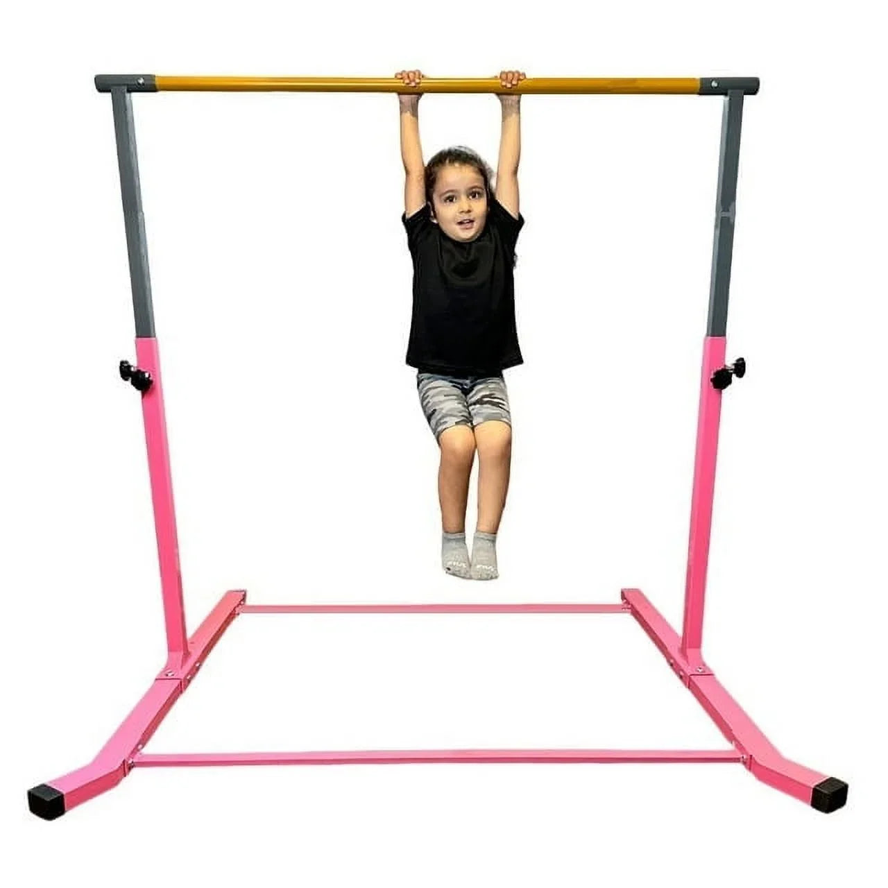 5 Star-TD Pink Gymnastic Kip Bar for Kids, Adjustable 3-5 FT, Heavy-Duty Home Gym Training Equipment